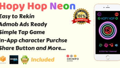 Hopy Hop Neon Color - Buildbox game template and Android Studio project