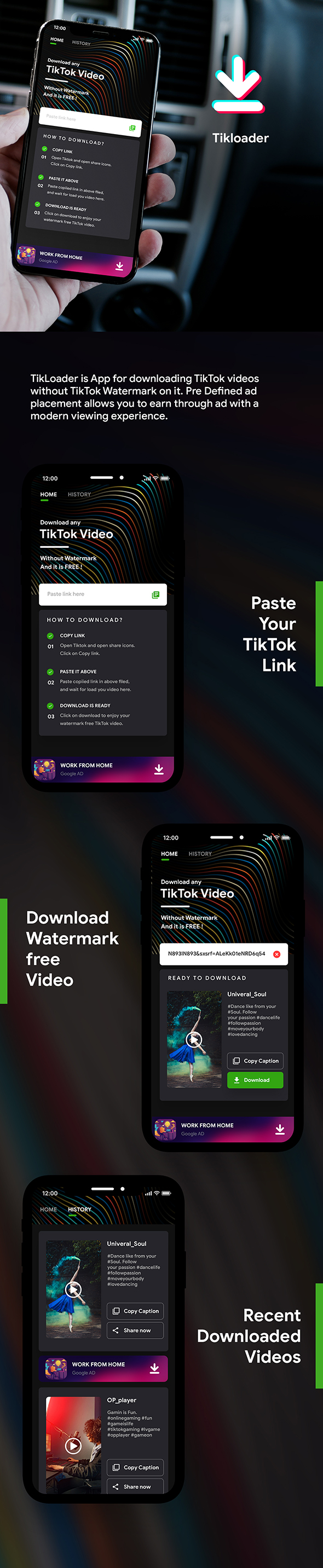 TikTok Video Downloader Android app without watermark with admob |  Tikloader |  Full app - 2