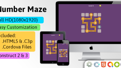Number Maze - HTML5 Game (Construct 2 | Construct 3 | Capx | C3p) - Puzzle Game