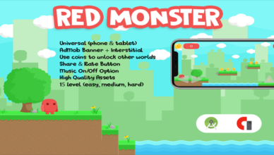 Red Monster - Addictive Game (Android Studio - AdMob - Asset PNG)