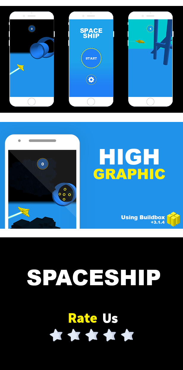 SPACE SHIP 3D BUILDBOX 3 PROJECT ANDROID STUDIO FILE-IOS XCODE FILE WITH ADMOB - 2