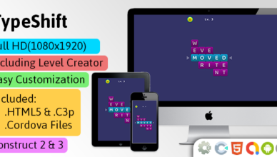 Typeshift - HTML5 game (Construct 2 | Construct 3 | Capx | C3p) - Puzzle Game str8face