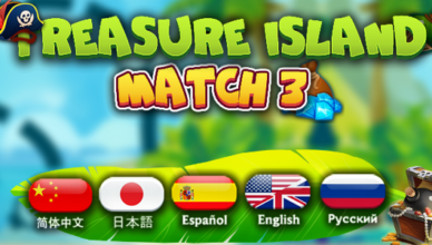 Treasure island match3, English, Japanese, Chinese, Spanish, Russian