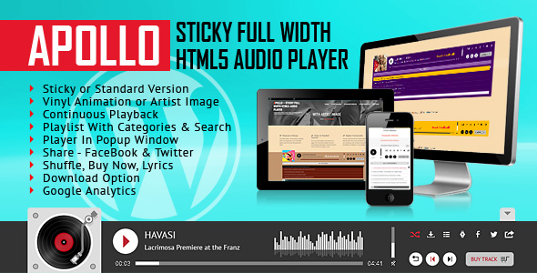 Apollo - Sticky Full Width HTML5 Audio Player - Plugin WordPress - CodeCanyon Article à vendre