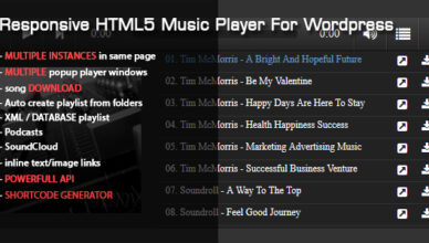 Lecteur de musique HTML5 réactif pour Wordpress