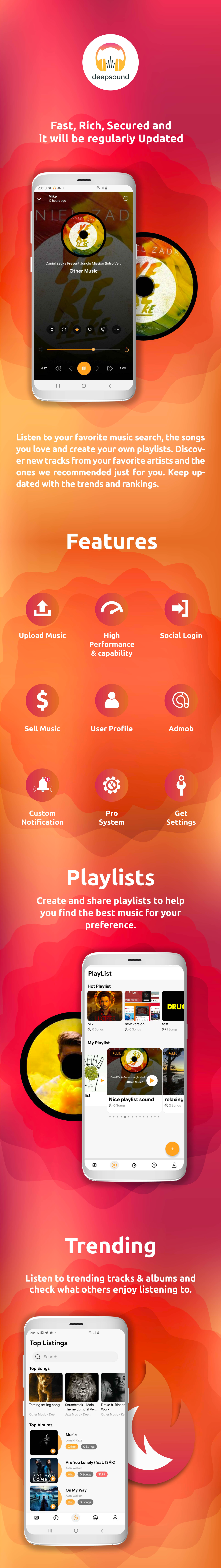 DeepSound Android - Plateforme mobile de partage de sons et de musique Application mobile Android - 5