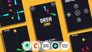 Dashlane: (Android Studio+Admob+Reward Video+Inapp+Leaderboard+Ready to Publish)