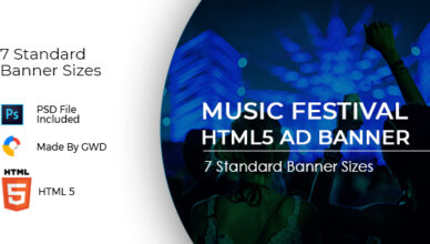 Bannière publicitaire HTML5 du festival de musique