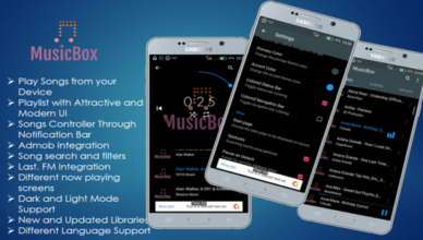 MusicBox-Lecteur de musique moderne avec intégration Admob