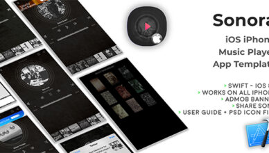 SONORE |  Modèle d'application de lecteur de musique pour iPhone iOS (Swift)