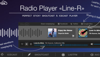 Sticky Shoutcast & Icecast Radio Player - «Line-R» with AAC+