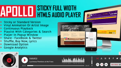 Apollo - Lecteur audio HTML5 pleine largeur collant