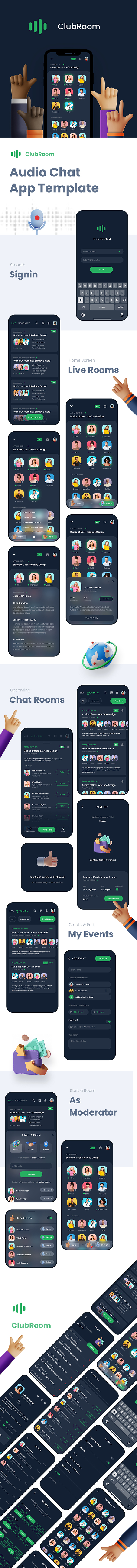 Modèle d'application Android de discussion audio Clubhouse + Modèle d'application iOS |  FLUTTER 2 |  Chambre Club - 3