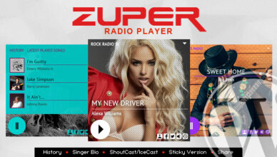 Zuper - Shoutcast et Icecast Radio Player avec historique - Plugin WordPress