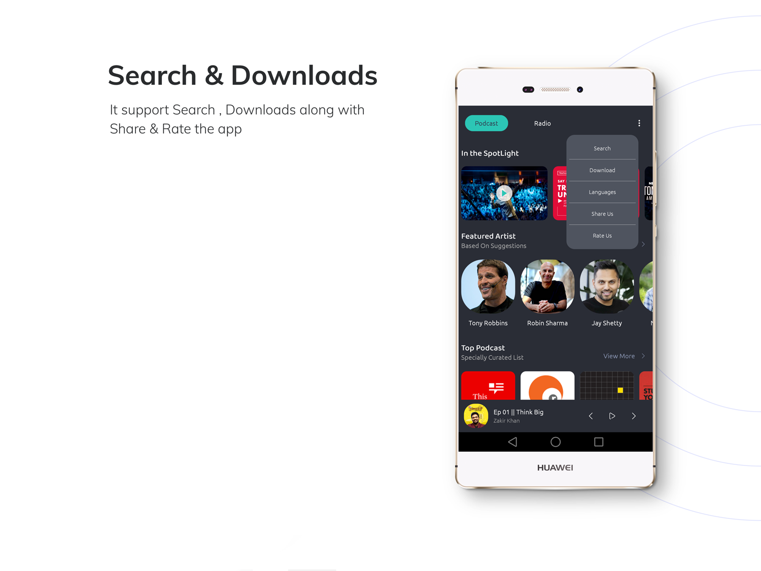Slotify App (MP3, Live Radio, Podcast) - Audio Streaming Solution + Admin Dashboard - 8