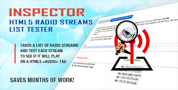 inspecteur html5 testeur de liste de flux radio