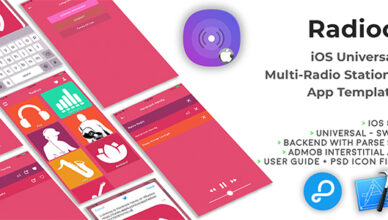 Radioo |  Modèle d'application iOS Universal Multi-Radio Stations (Swift)