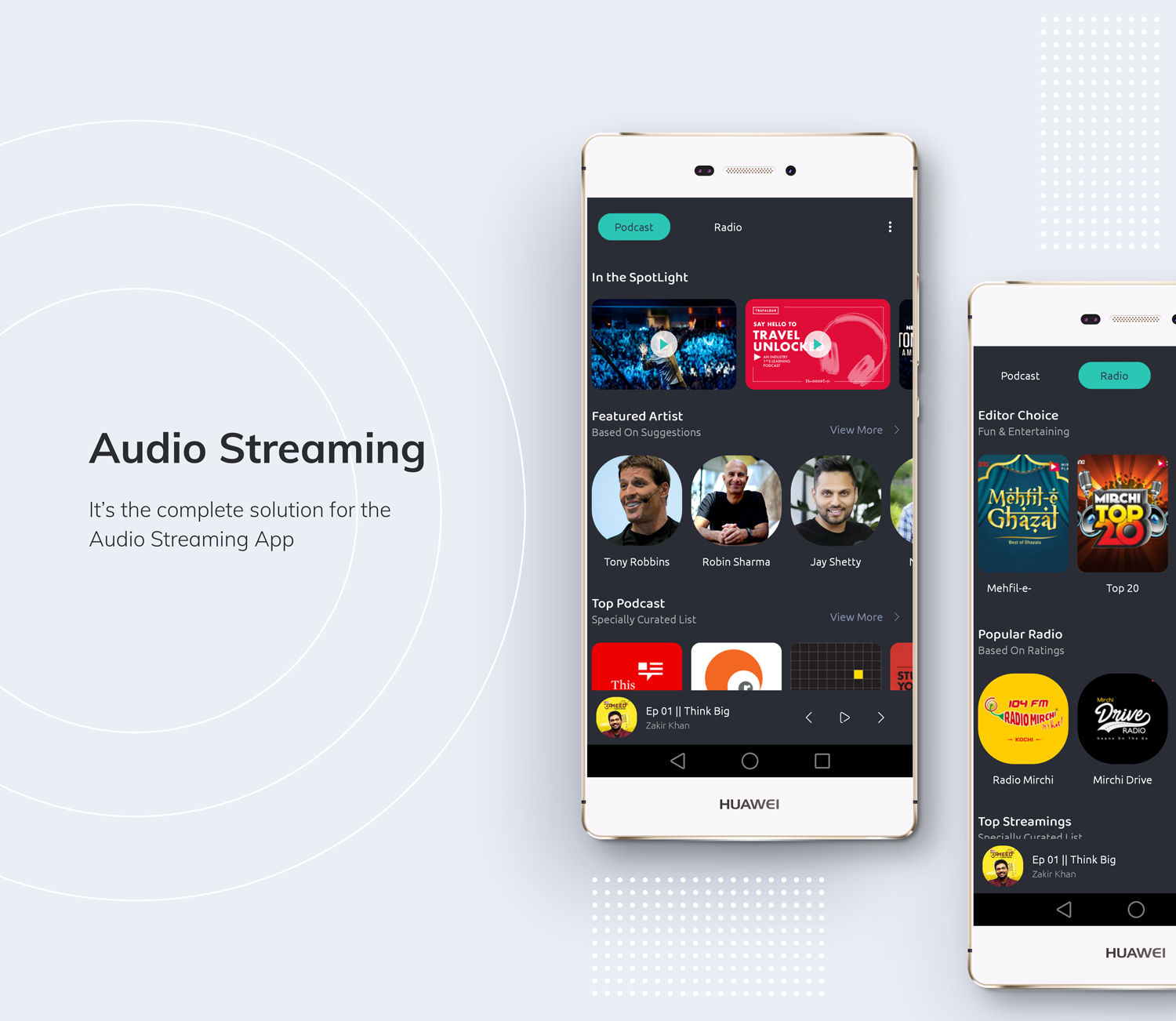 Slotify App (MP3, Live Radio, Podcast) - Audio Streaming Solution + Admin Dashboard - 1