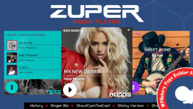 Zuper - Shoutcast and Icecast Radio Player With History - Add-on for for WPBakery Page Builder