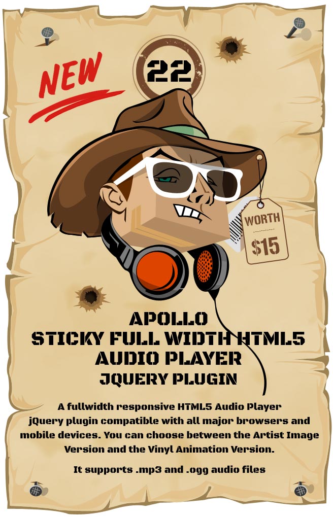 Apollo - Fullwidth Sticky HTML5 Audio Player - Responsive Plugin