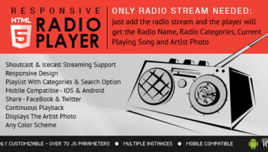 Radio Player with Playlist - Shoutcast and Icecast