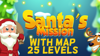 Santa's Mission Match3 Jeu HTML5 avec carte et 25 niveaux