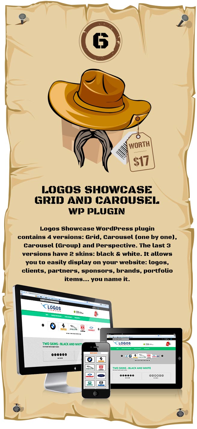Showcase with WordPress logos - grid and carousel