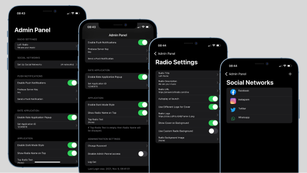 LoFi Radio - Application radio iOS avec panneau d'administration - 4