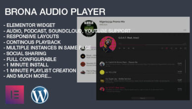 Brona audio player with playlist Elementor widget