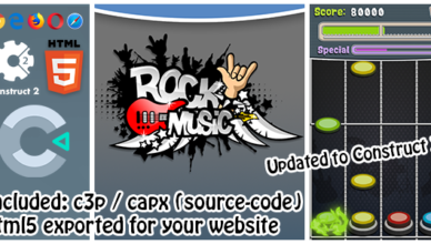 Rock Music (Guitar Hero Style) - Construct 2/3 (capx - c3p) / HTML5 Game