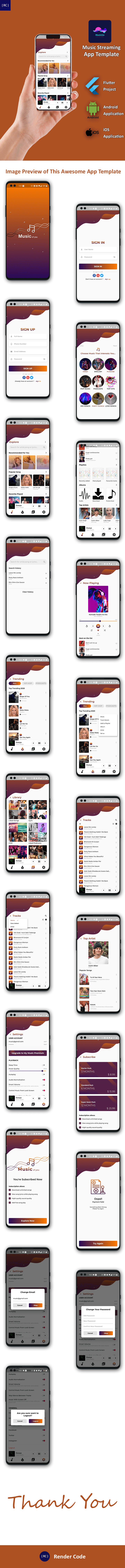 Online Music Streaming Android App Template + iOS App Template|  Flutter 3 |  Music player app |  My Music - 9