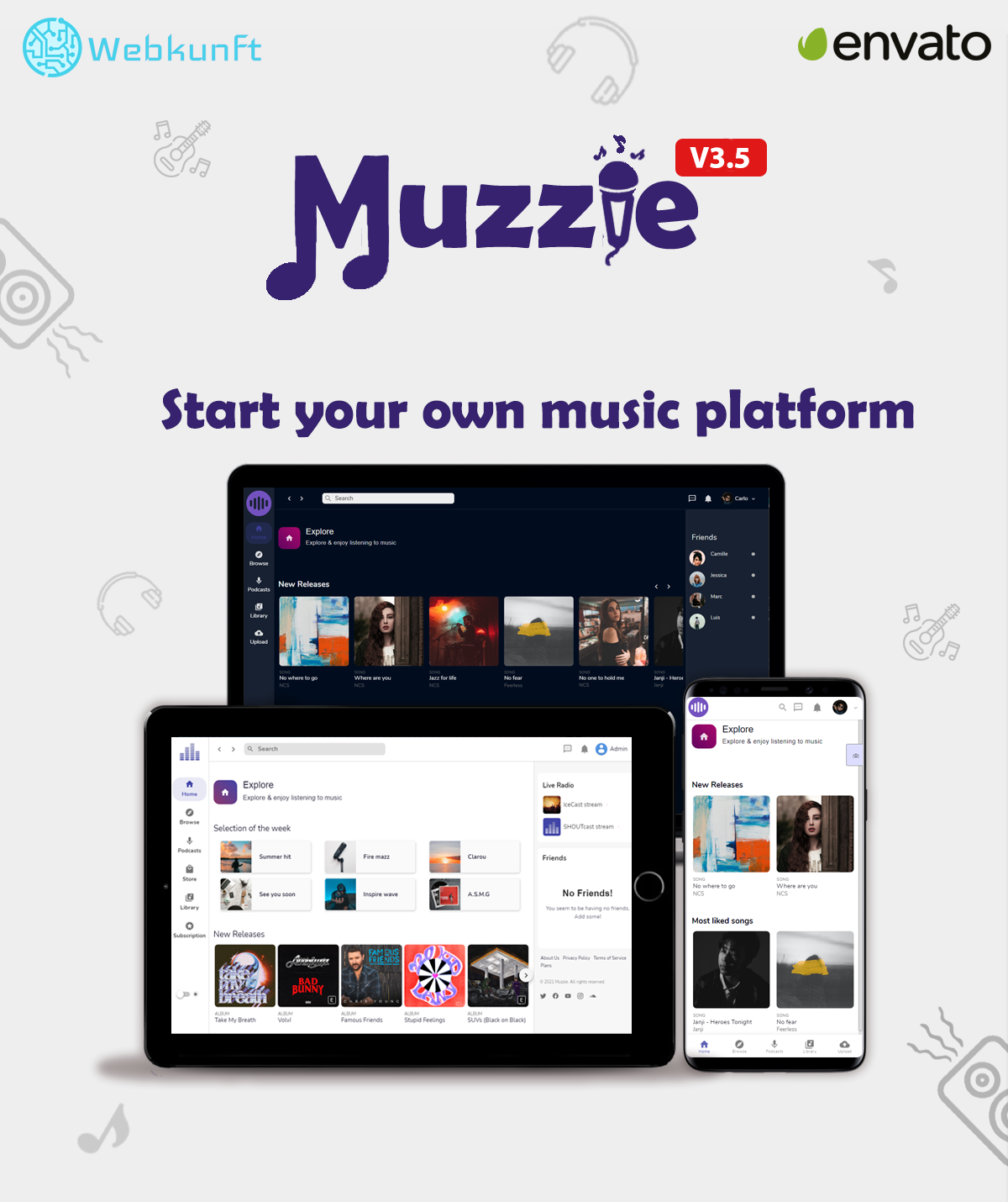 Muzzie - Music, Podcast & Radio Streaming Platform - 1