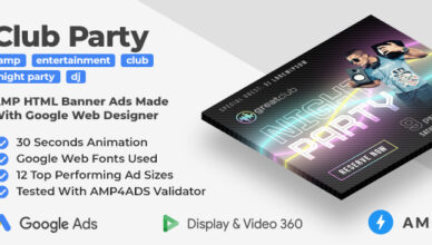 Greatclub - Club Party Animated AMP HTML Banner Ad Templates (GWD, AMP)