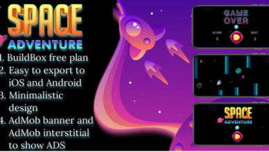 "Space Adventure" BuildBox Free Plan 2D Game