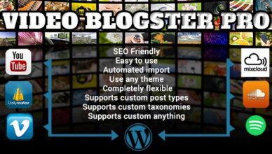 Video Blogster Pro - importez des vidéos YouTube sur WordPress.  Aussi DailyMotion, Spotify, Vimeo, plus