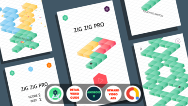 Zig Zig Pro: (Android Studio+Admob+Reward Video Ads+Inapp Purchase+Leaderboards)