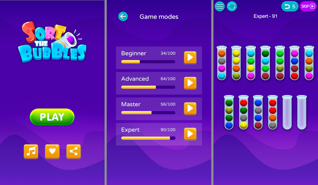 Tri à bulles réalisé avec Unity (Android, iOS, ..) - 2