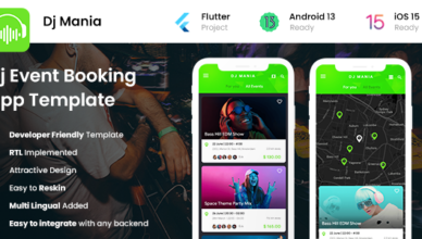 2 App Template|  Events app|  DJ app|  Movie ticket booking app |  Event ticket booking app|  DJ Mania