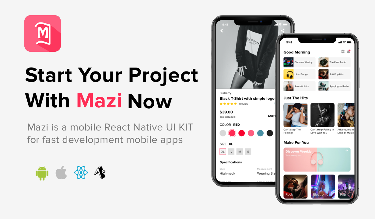 Mazi - Mobile React Native UI KIT Elements - 5