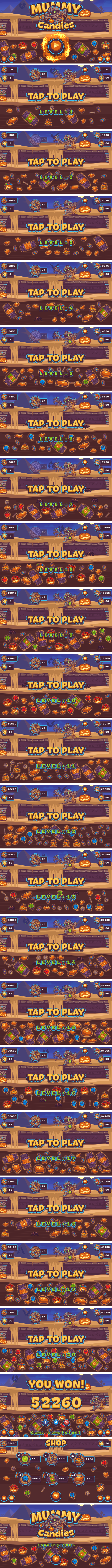 Mummy Sweets - HTML5 Game 20 Levels + Mobile Version!  (Construction 3 | Construct 2 | Capx) - 2