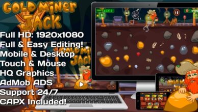 Gold Miner Jack - Jeu HTML5 20 niveaux + Version mobile !  (Construction 3 | Construction 2 | Capx)