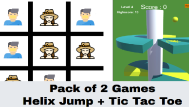 Pack de 2 jeux - Helix Jump Game et Tic Tac Toe Game